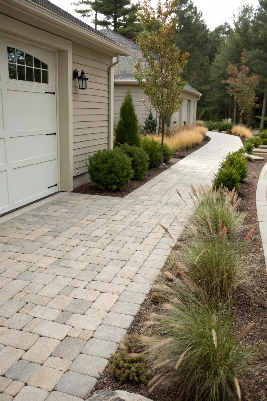 A well-placed paver pathway can beautifully connect your garage to the rest of your outdoor space.