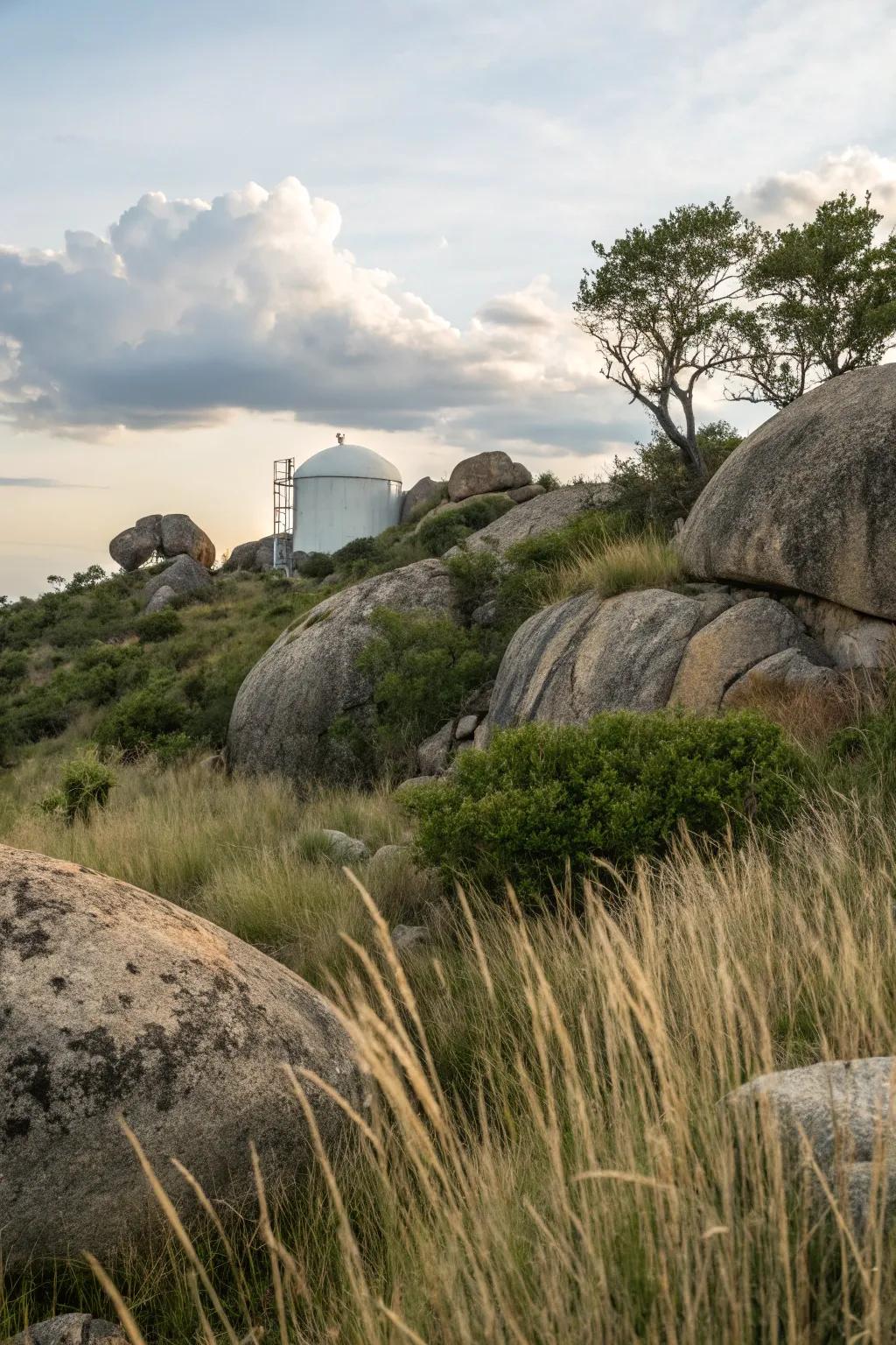 Use rocks and boulders to seamlessly integrate your propane tank into the landscape.