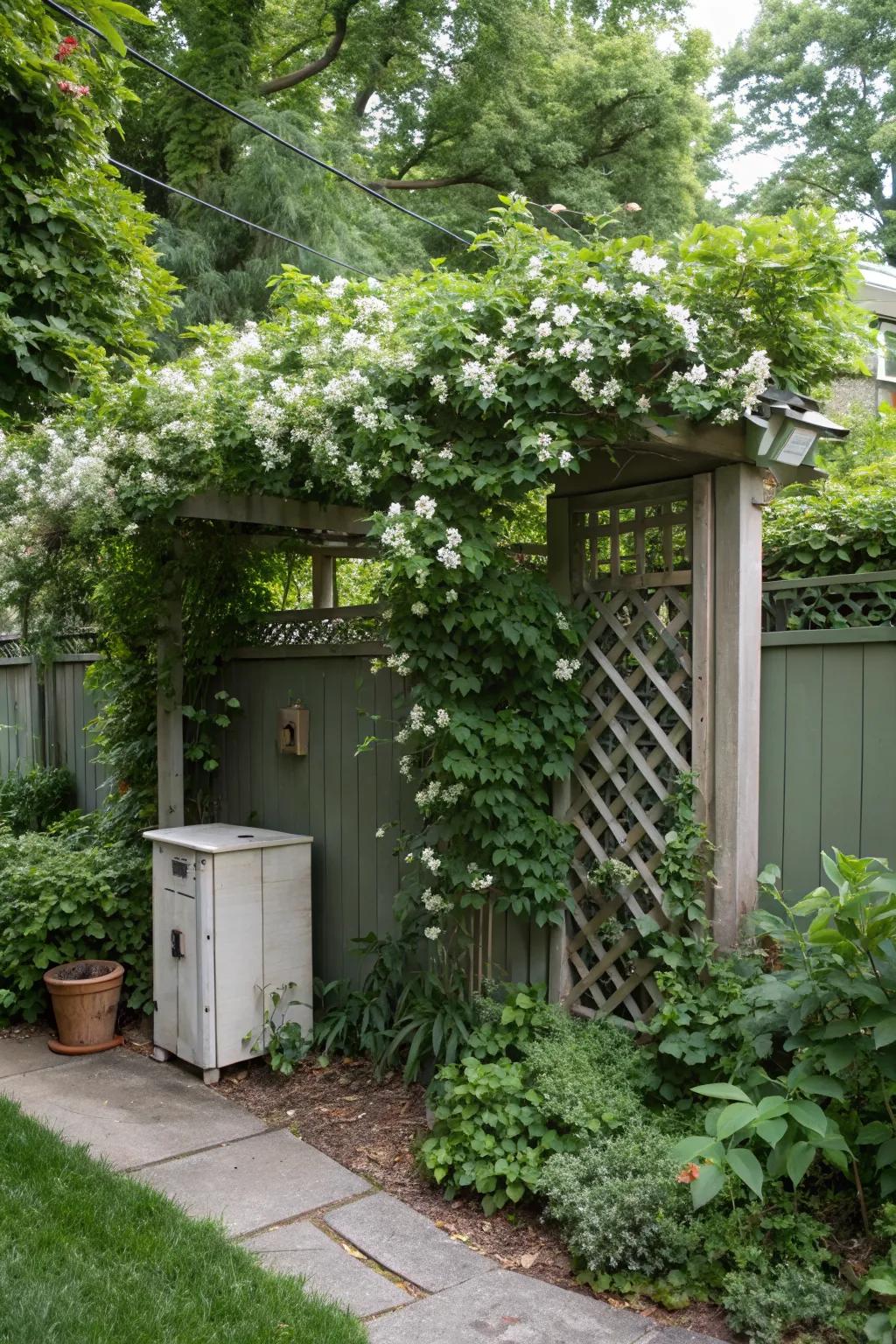 A living green wall creates a natural hideaway for utility boxes.