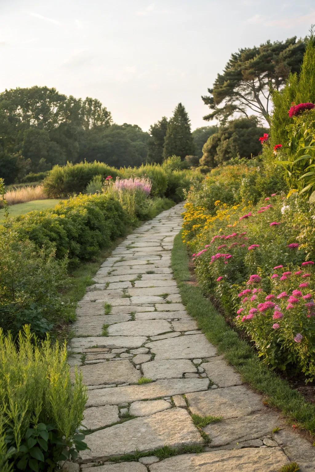 An inviting stone pathway that guides through the garden.