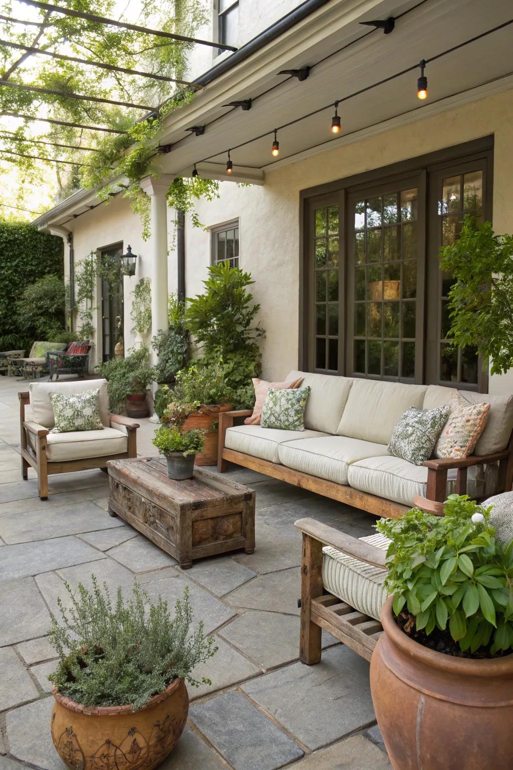 Comfortable seating arrangements make your patio the go-to spot for relaxation.