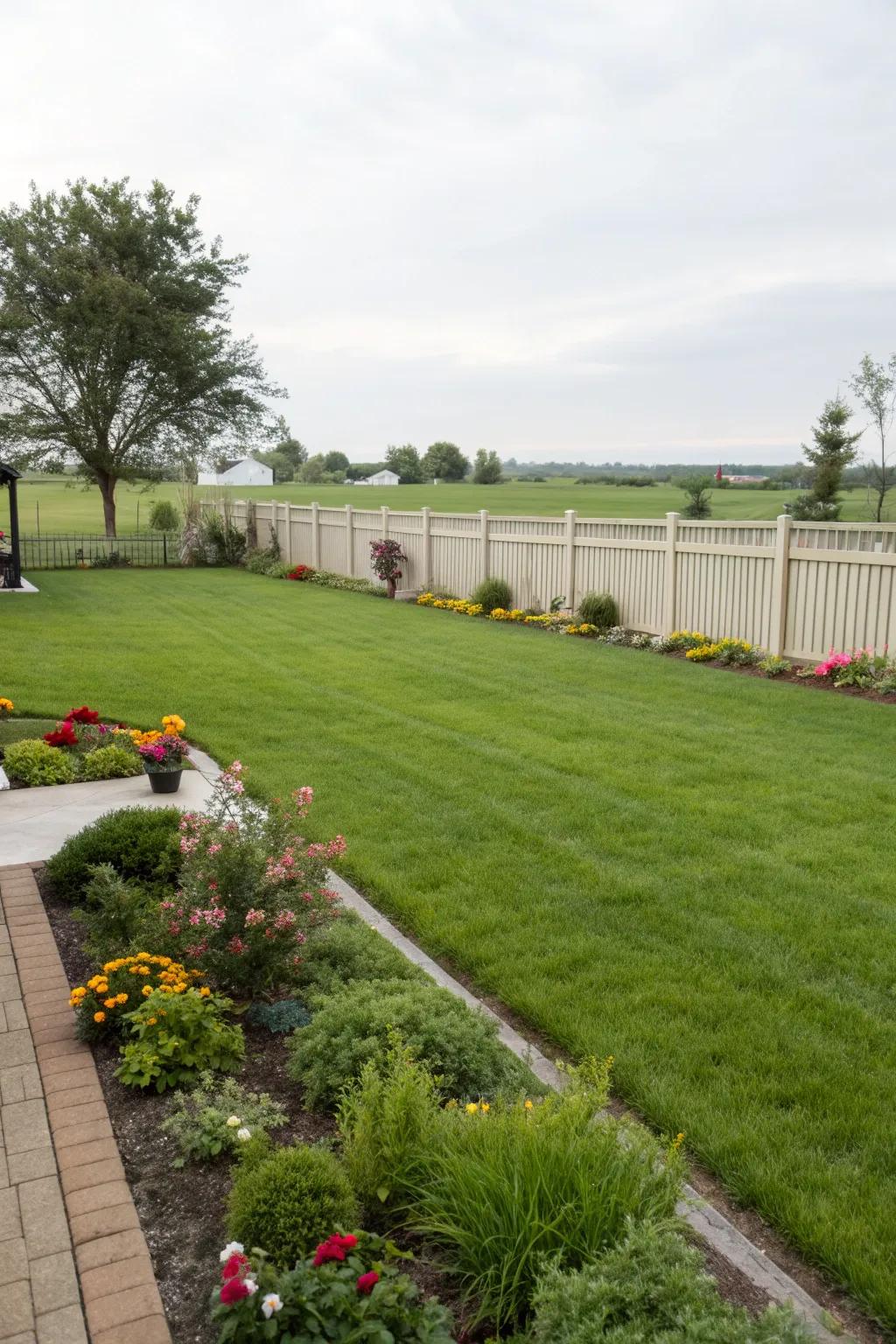 A lush green lawn sets the stage for any landscaping masterpiece.