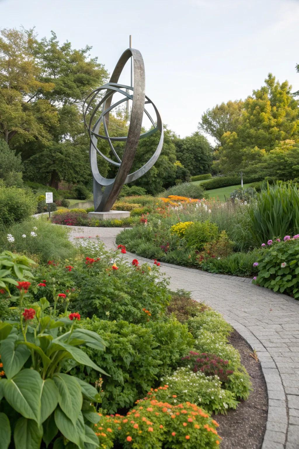 Abstract sculptures can add a modern flair to your garden.