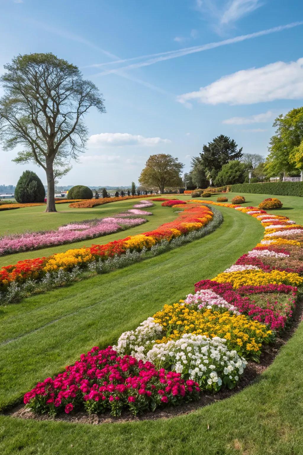 Add a burst of color to your lawn with vibrant flower beds.
