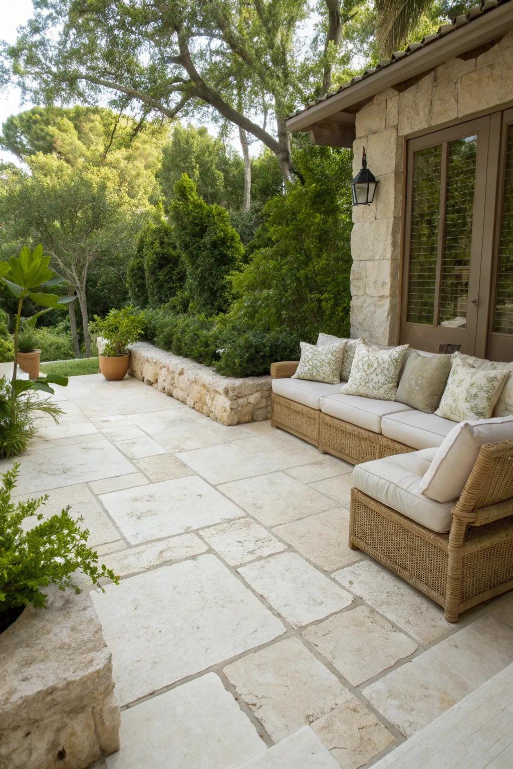 Create cozy seating nooks on your limestone patio for ultimate relaxation.