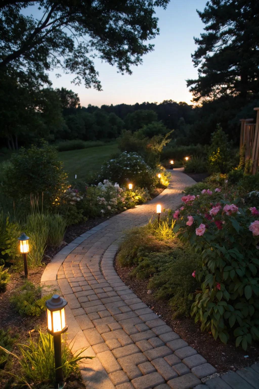 Pathway lighting provides safety and style.