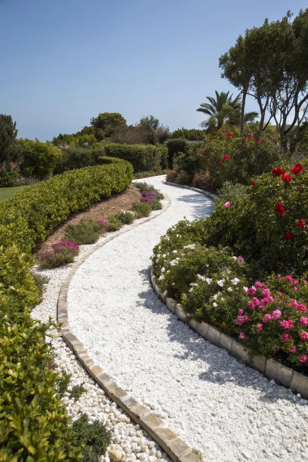 Enhance your garden's appeal with a marble chip pathway.