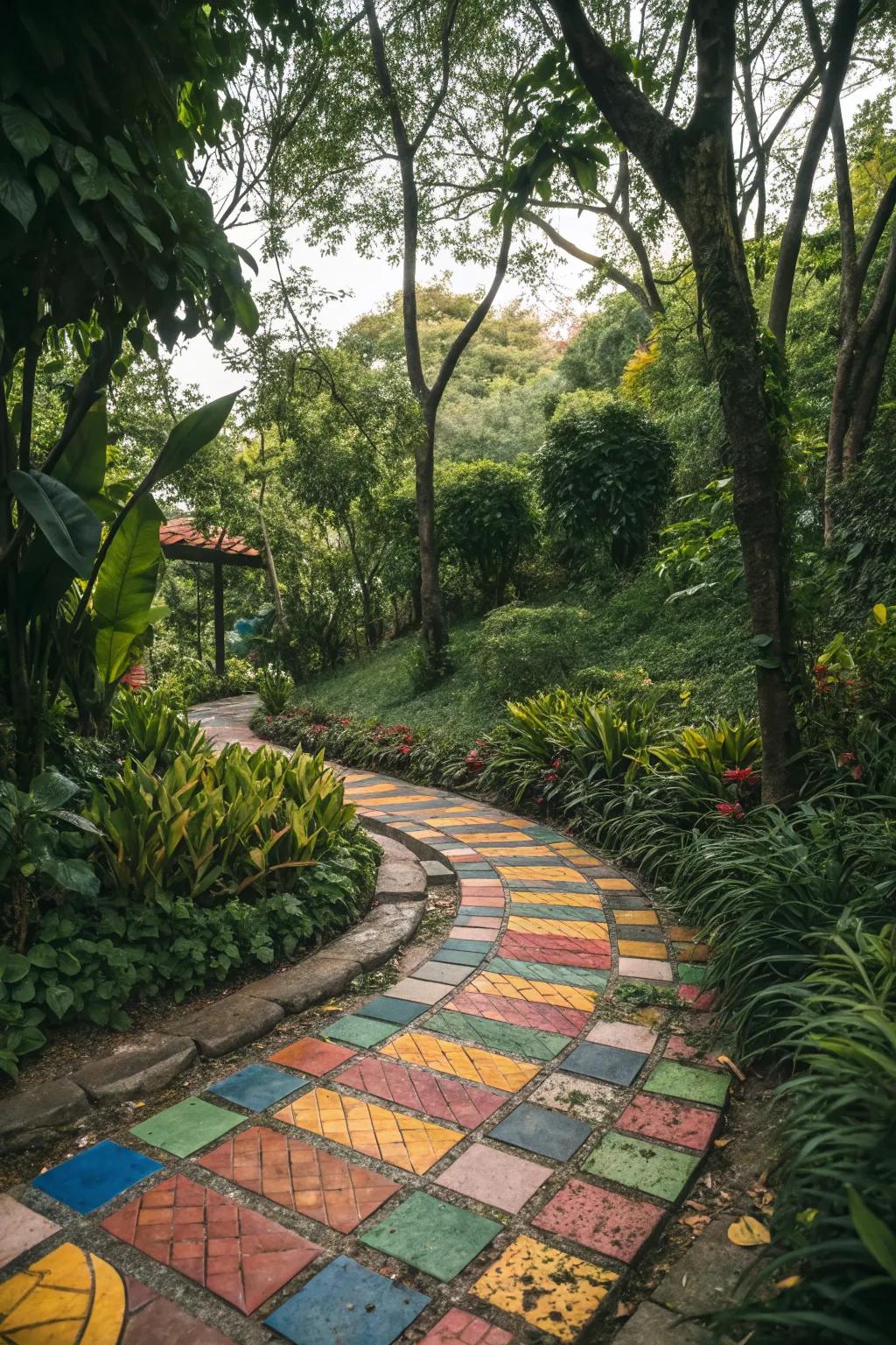 Create striking pathways with vibrant Mexican tiles.