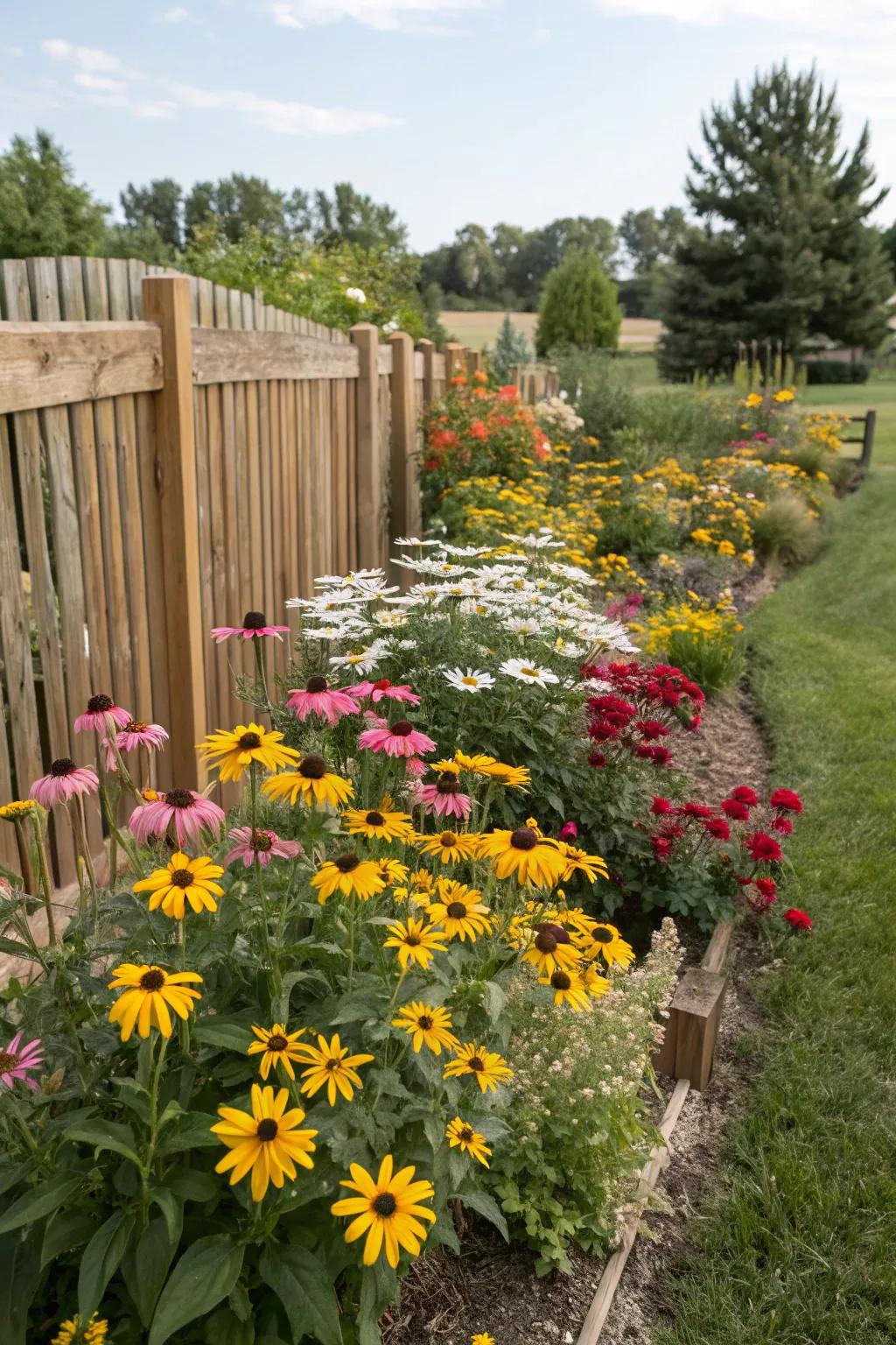 A vibrant flower bed bursting with color.
