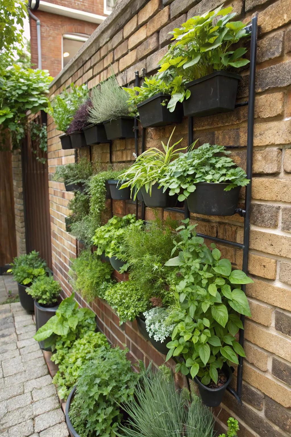 A vertical garden turning a plain wall into a lush, green tapestry.