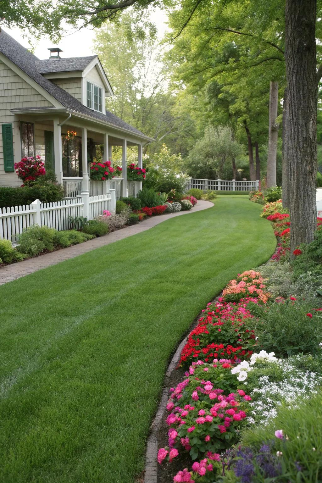 A lush, green lawn provides a classic and inviting look for any Midwest front yard.