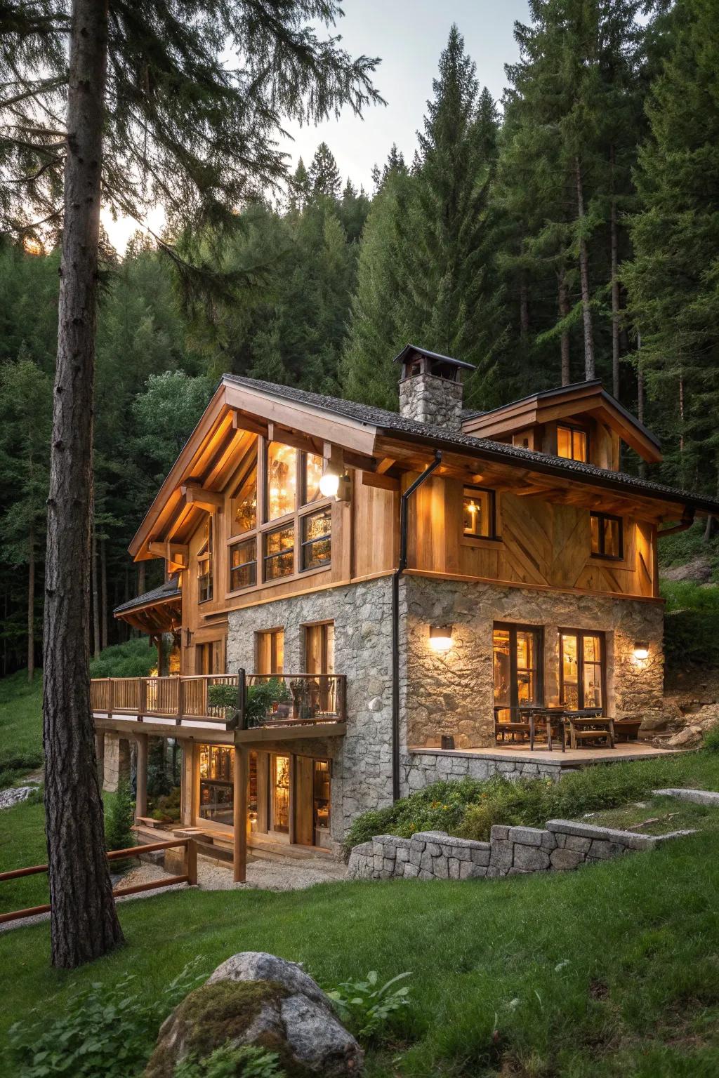 Natural materials like wood and stone add timeless charm.