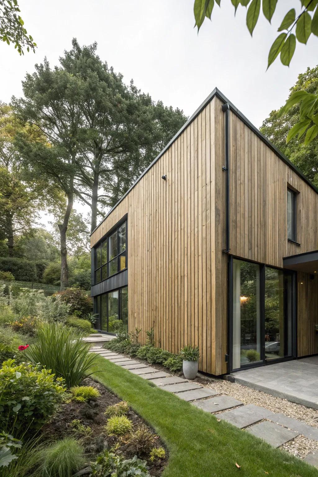 Vertical wood panels add a touch of elegance and warmth.