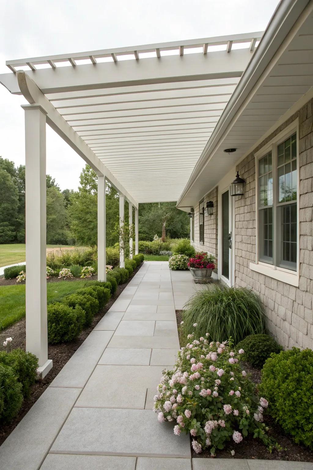 A minimalist pergola that speaks volumes with its simplicity.