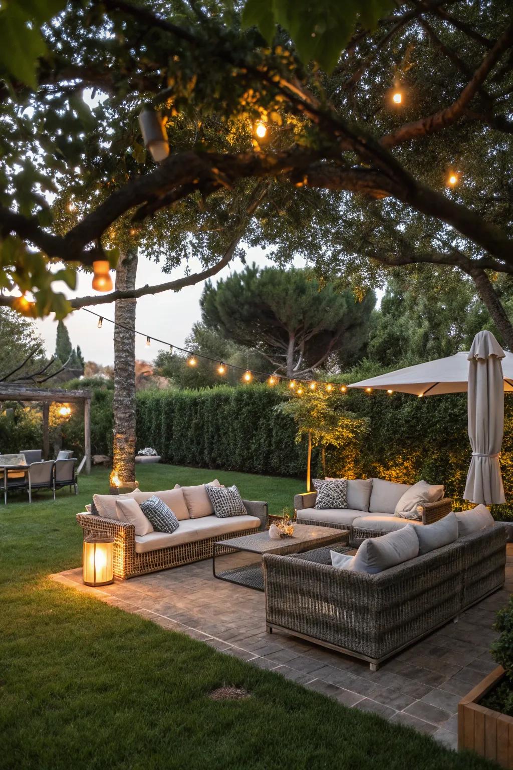 Cozy sofas and lounge chairs make for the ultimate outdoor relaxation spot.