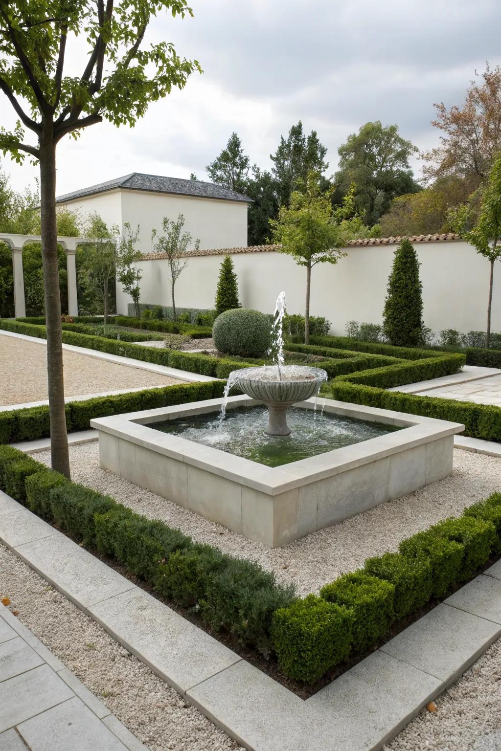 Embrace simplicity with a minimalist fountain design.