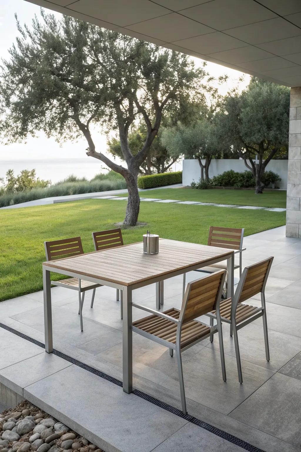 Minimalist designs bring a touch of elegance to any patio.