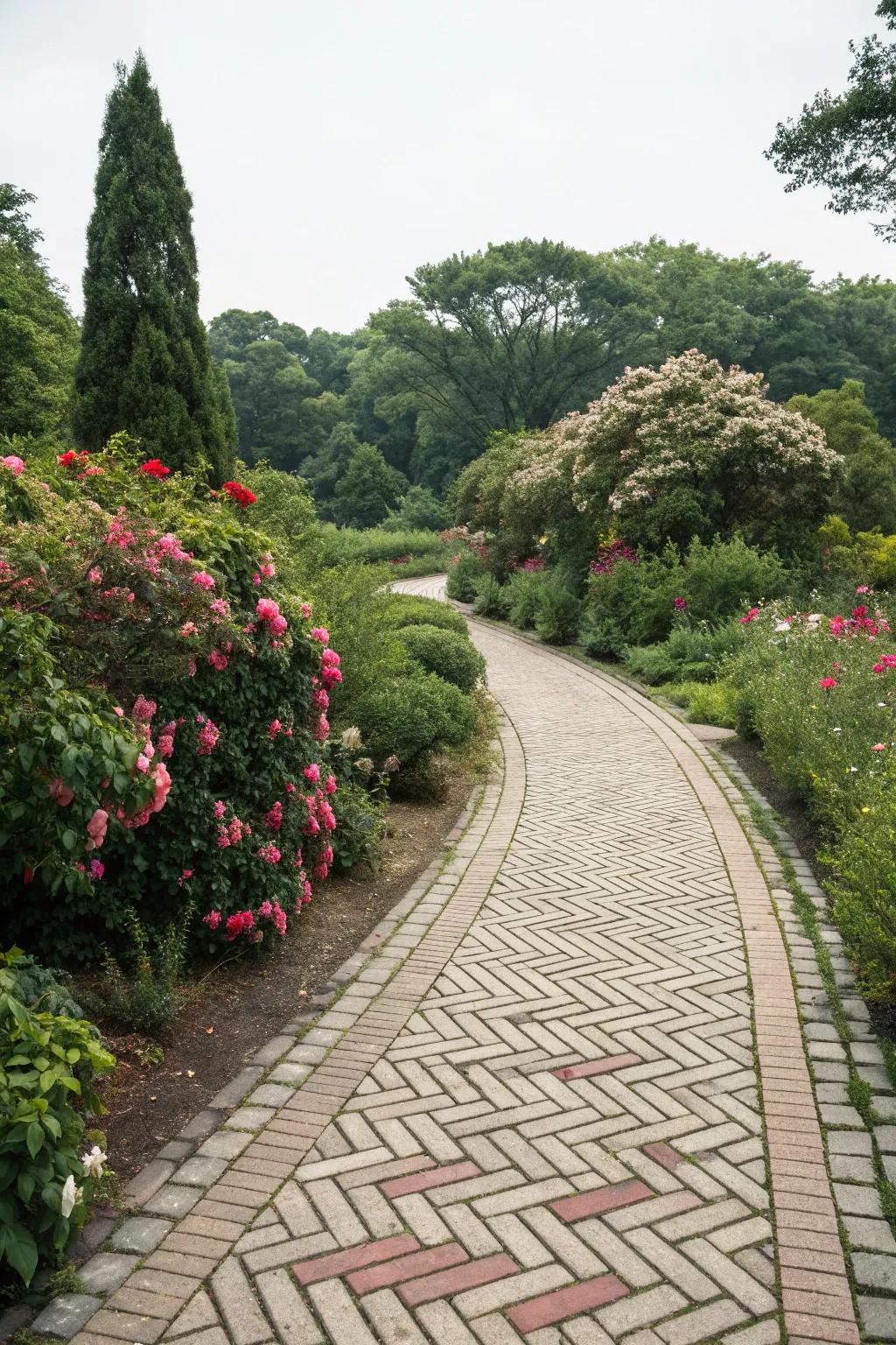 Geometric paver patterns create a sleek, modern look.