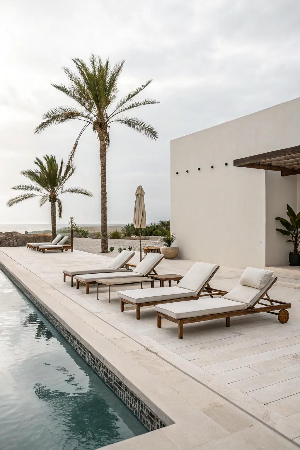Simplicity reigns with this minimalist pool deck design.