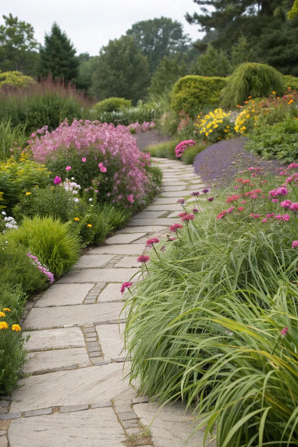 Create elegant pathway borders with monkey grass.