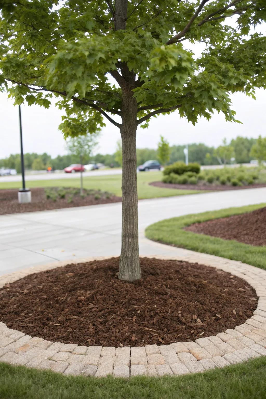 A classic mulch circle creates a neat and tidy look around your tree.
