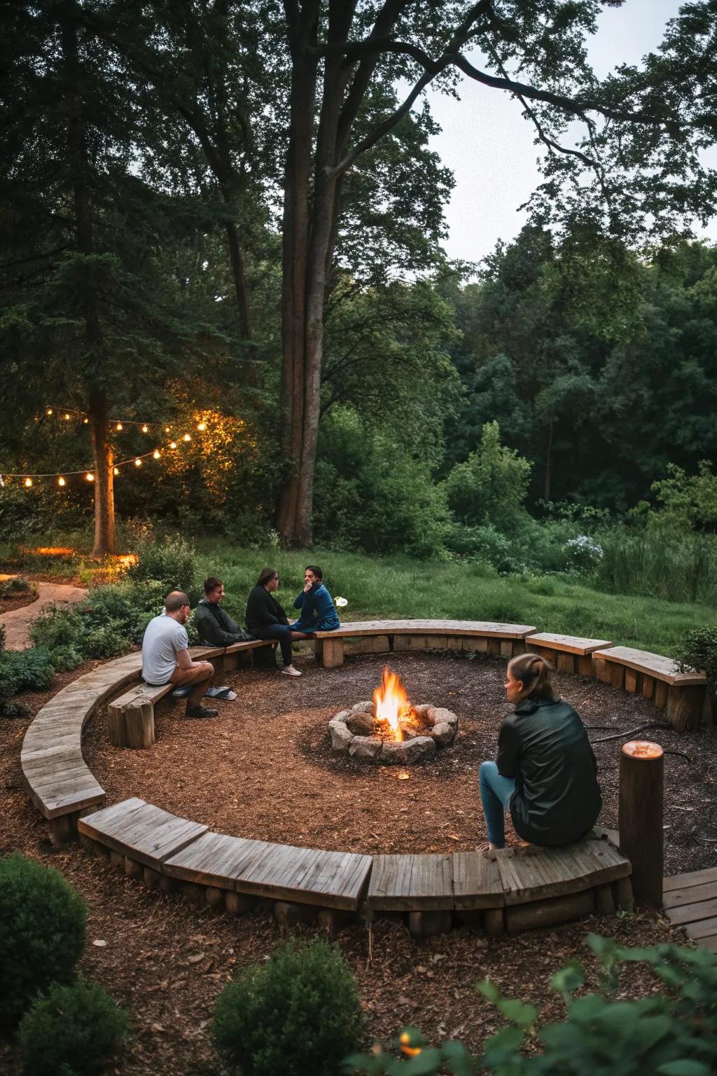 Circular seating fosters conversation and connection.