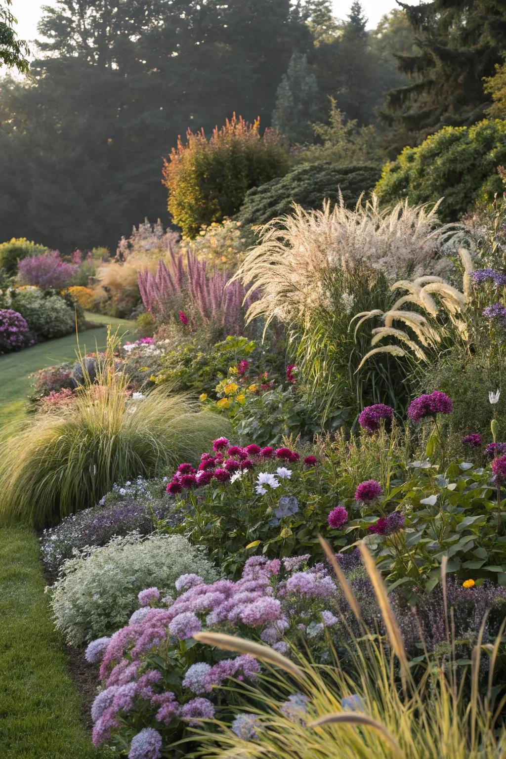 A garden brimming with colorful flowers and lush greenery.