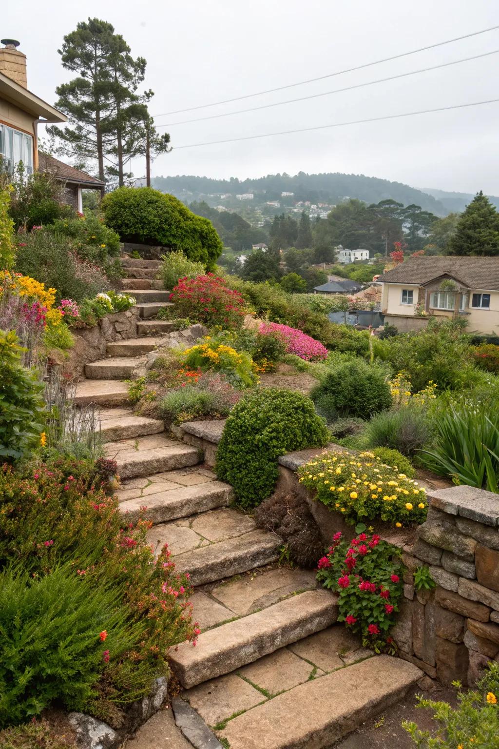 Enhance your landscape with the elegance of terraced gardens.