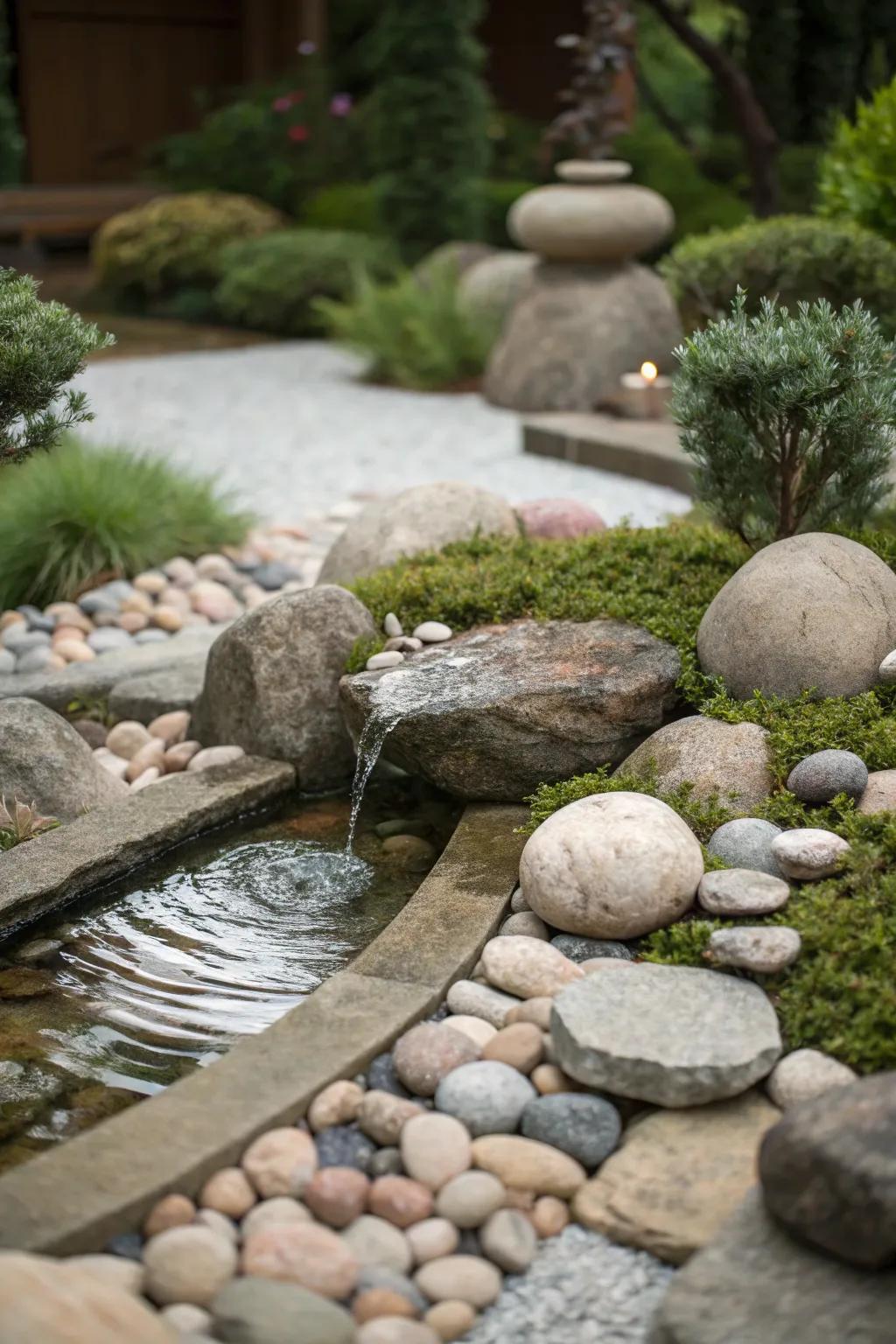 A tranquil rock garden that's both beautiful and easy to maintain.