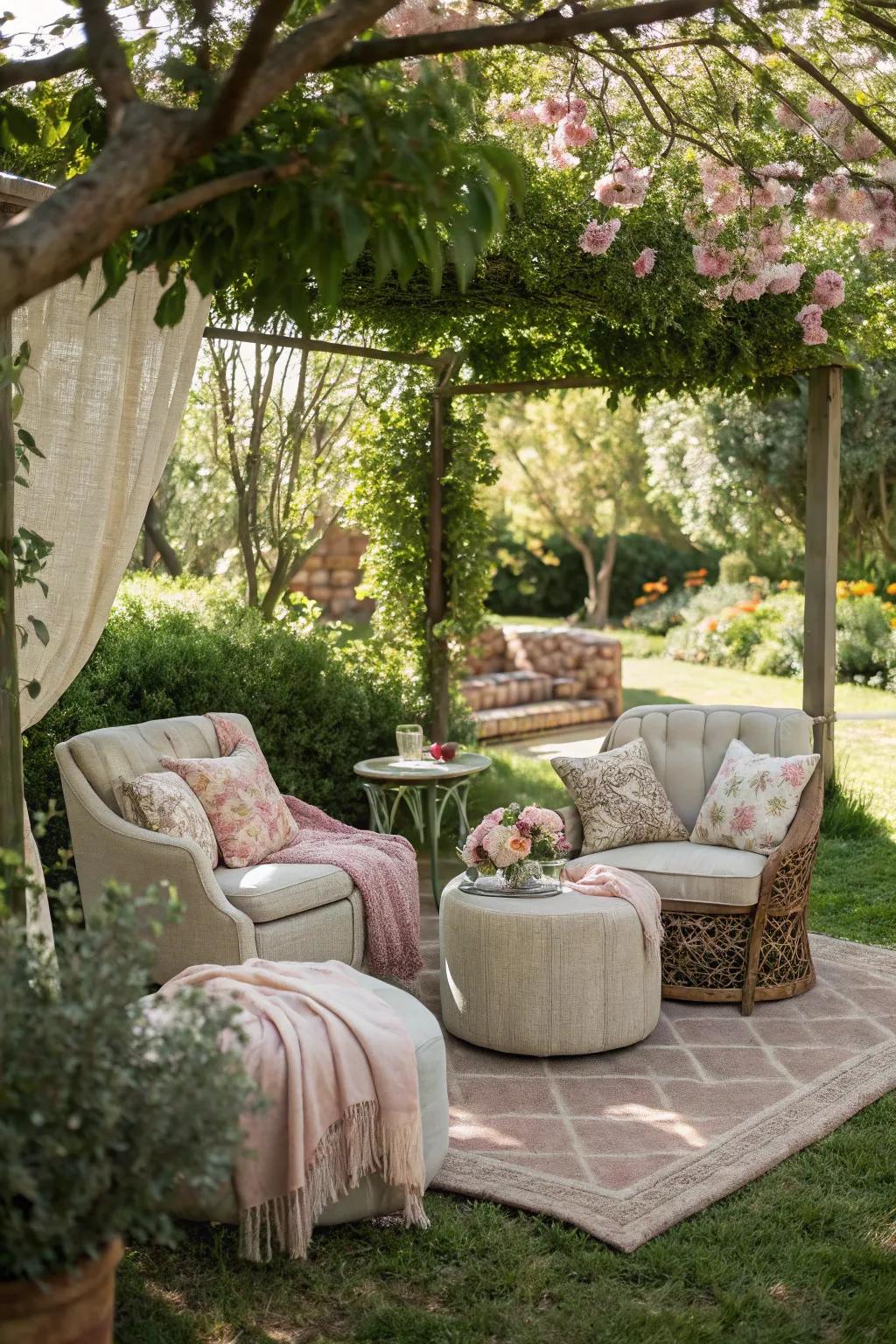 A welcoming seating area makes any garden feel like home.