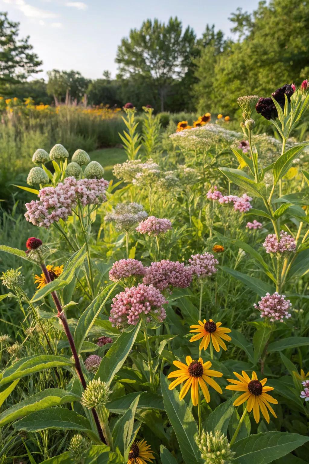 Native plants like milkweed and coneflowers thrive in Oklahoma's climate.