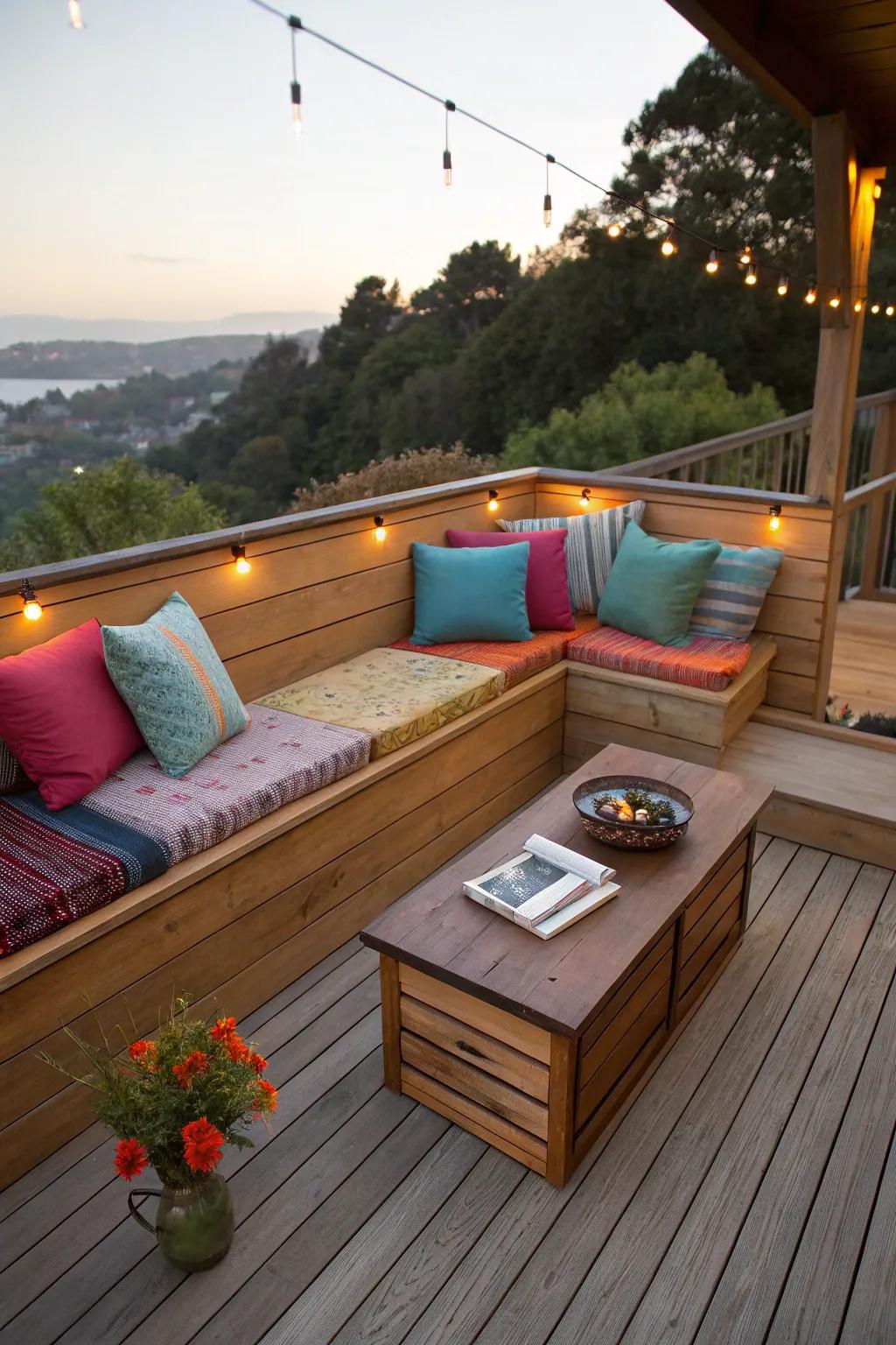 Add built-in seating to make the most of your deck space.