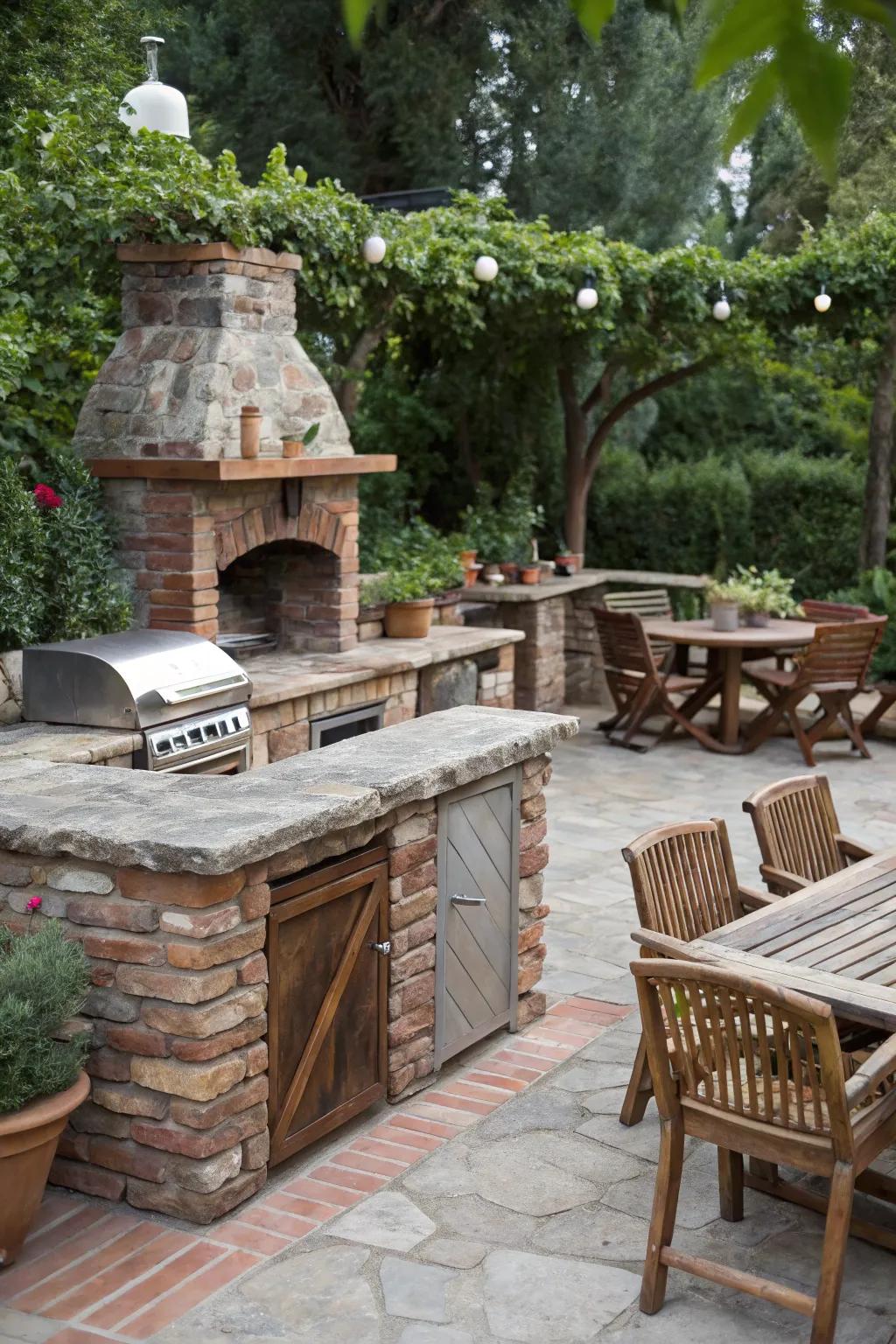 Bring timeless charm to your BBQ area with stone and brick.
