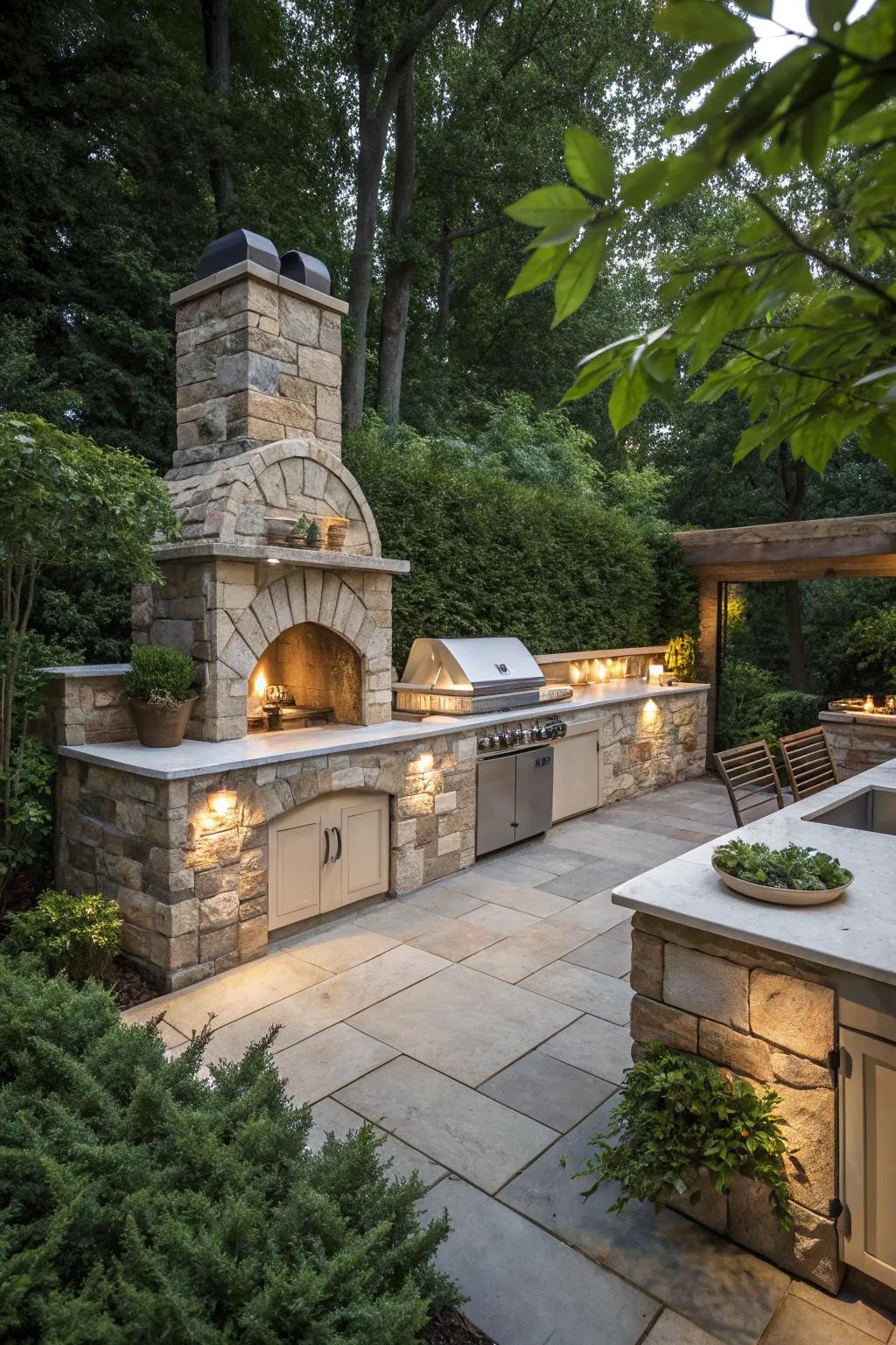 Create a seamless cooking experience with an integrated outdoor kitchen.