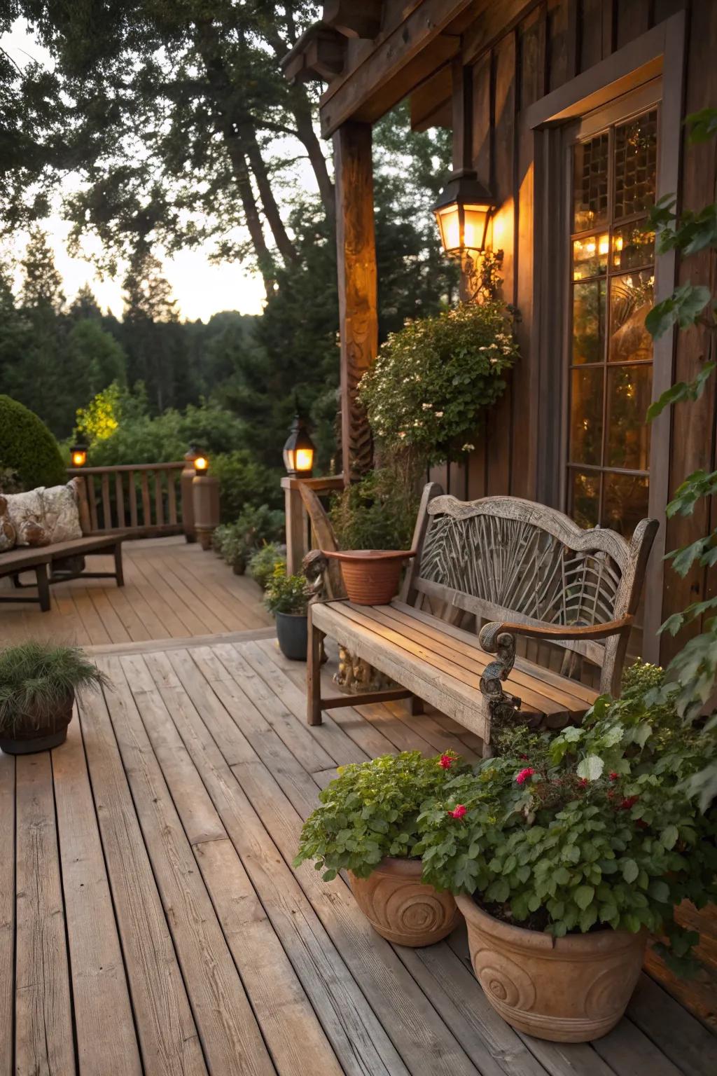 Classic cedar wood decking offers timeless appeal and natural beauty.