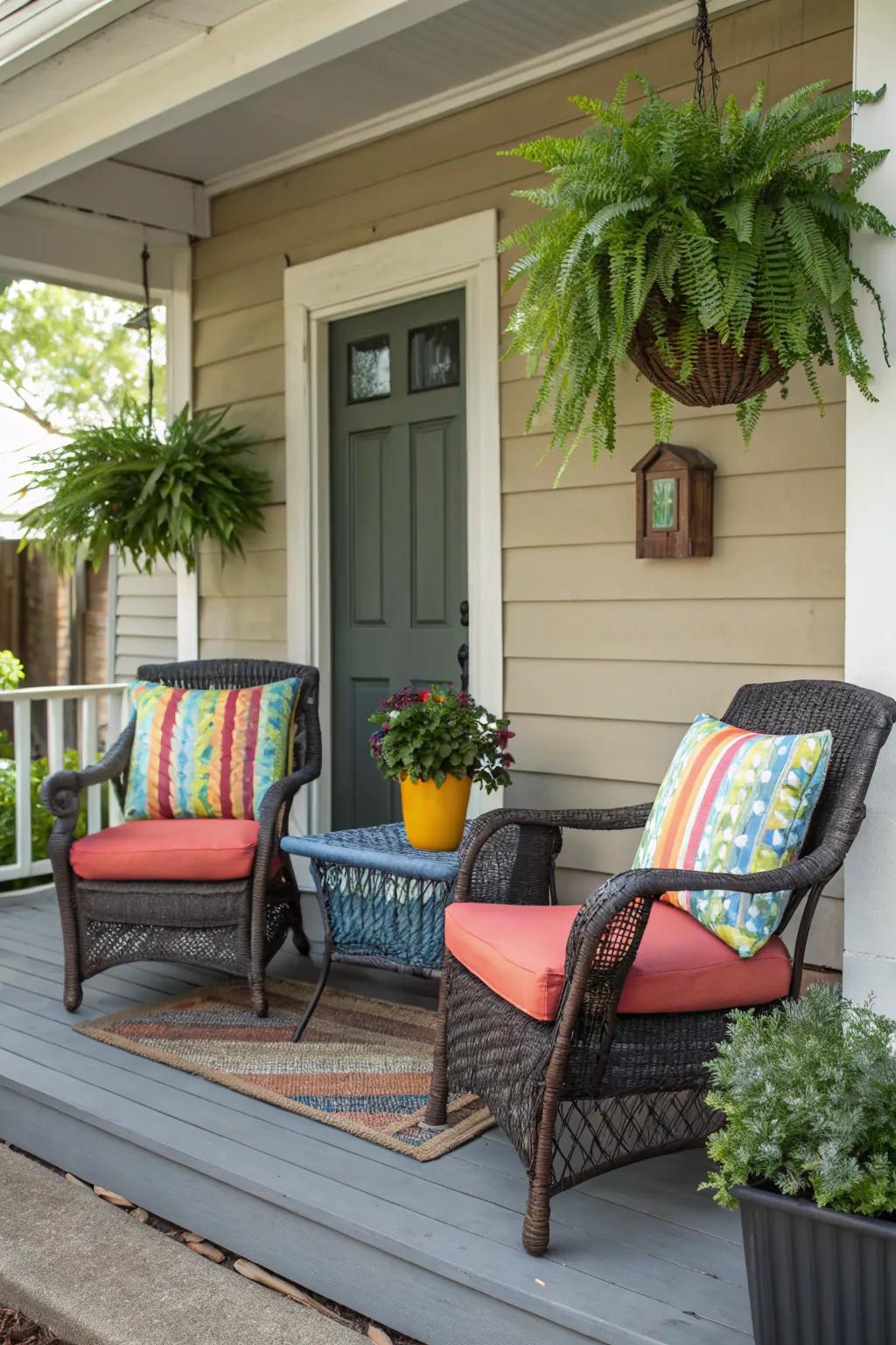 A cozy seating nook perfect for morning coffee or evening chats.