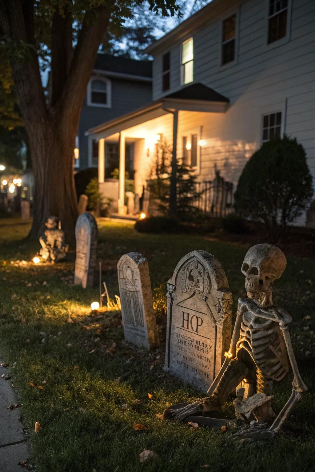 Transform your garden with a chilling graveyard scene.