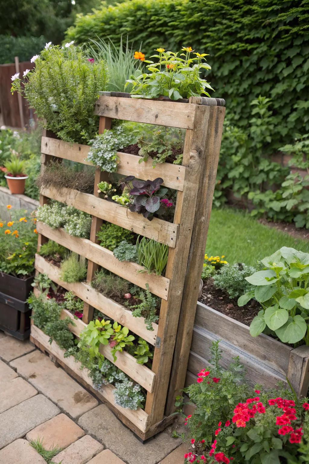 Create a thriving vertical garden using a simple pallet.