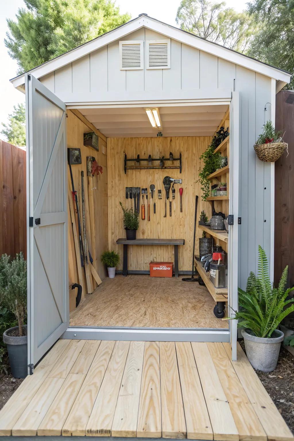 Plywood flooring offers a simple, cost-effective solution for sheds
