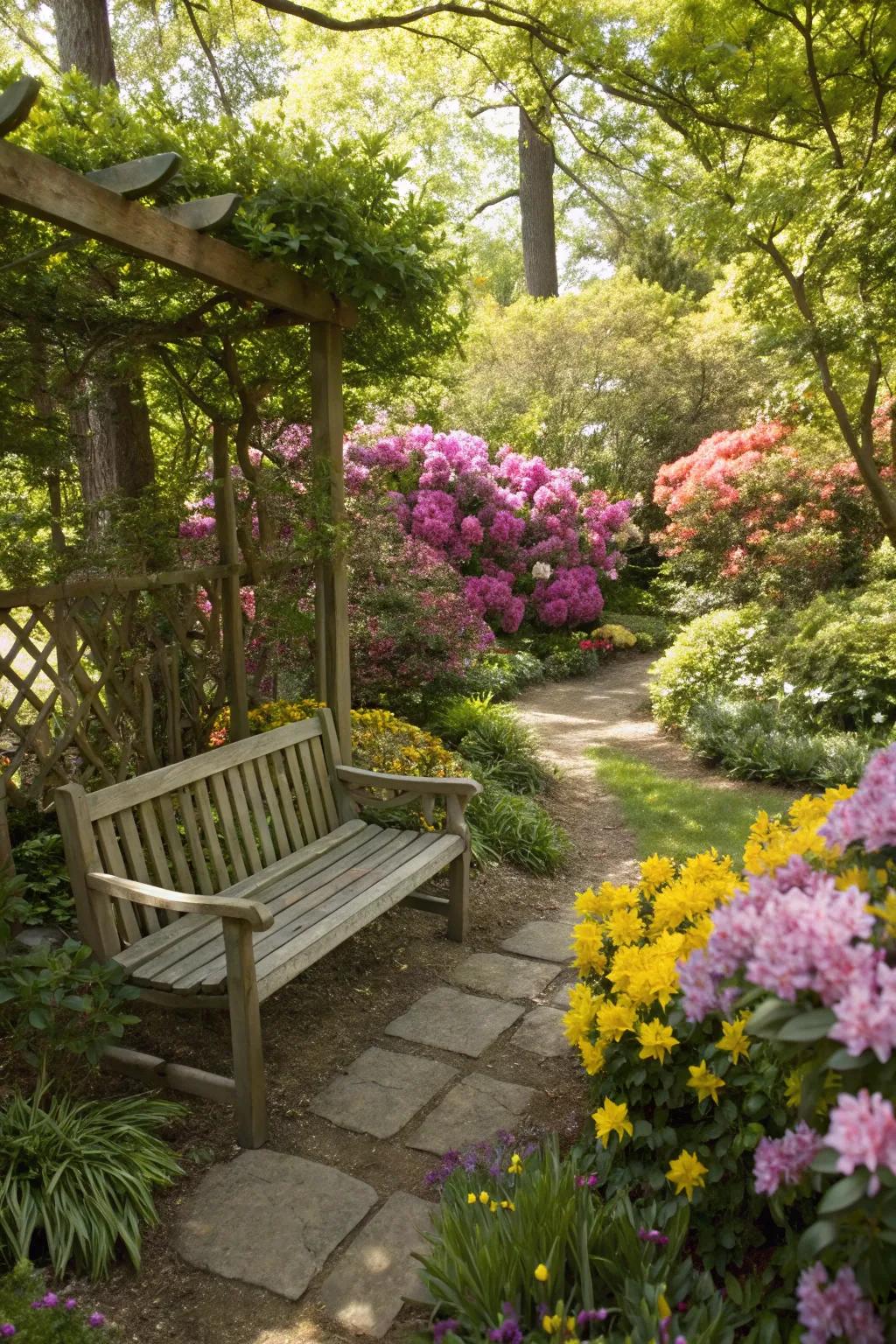 A secret garden nook perfect for quiet contemplation.