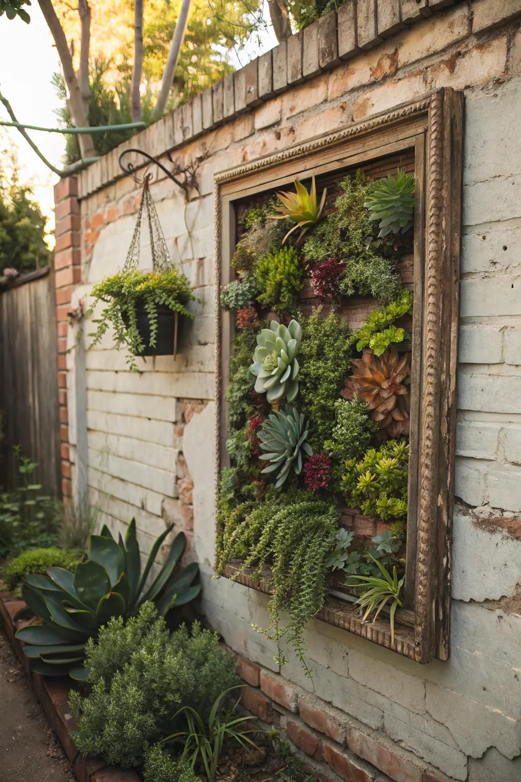 A vertical succulent garden creates a living piece of art for your outdoor walls.