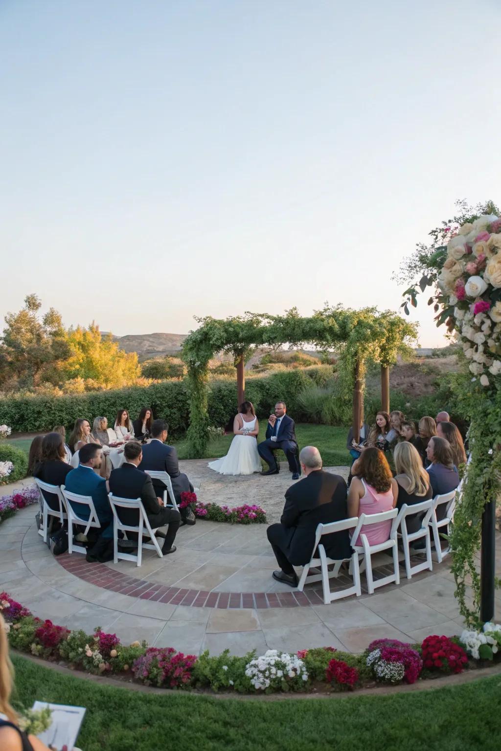 A circular seating arrangement brings everyone closer to the action.