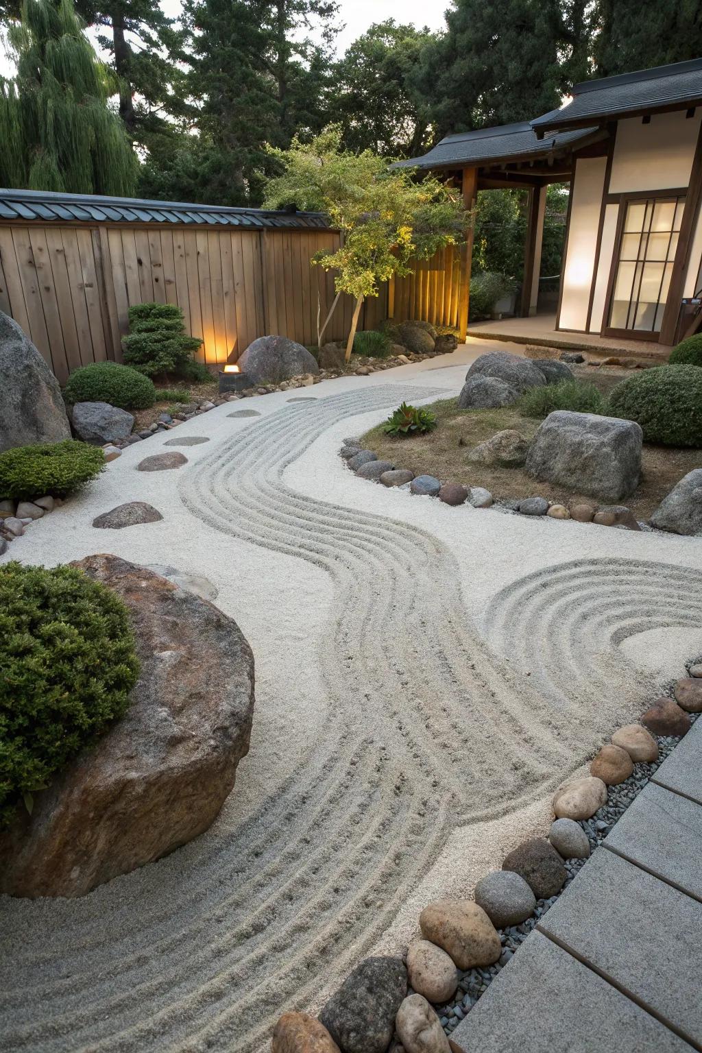 A rock and gravel haven in a backyard zen garden