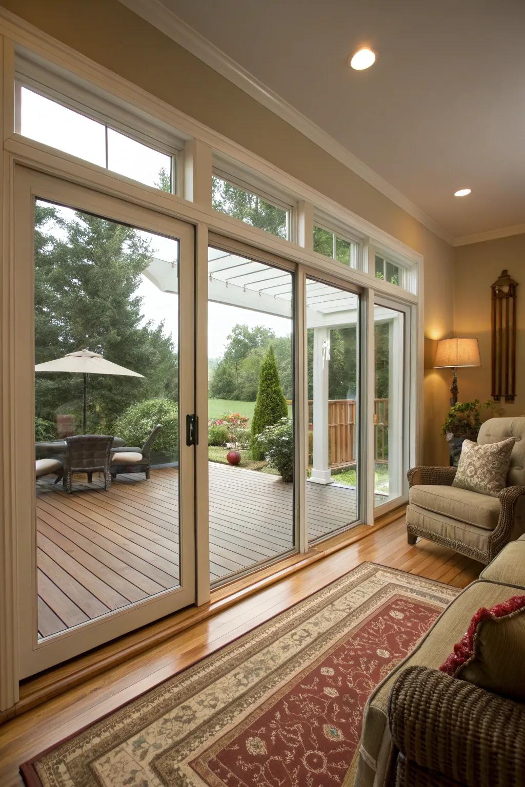 Seamlessly extend your living space with matching indoor and outdoor flooring.