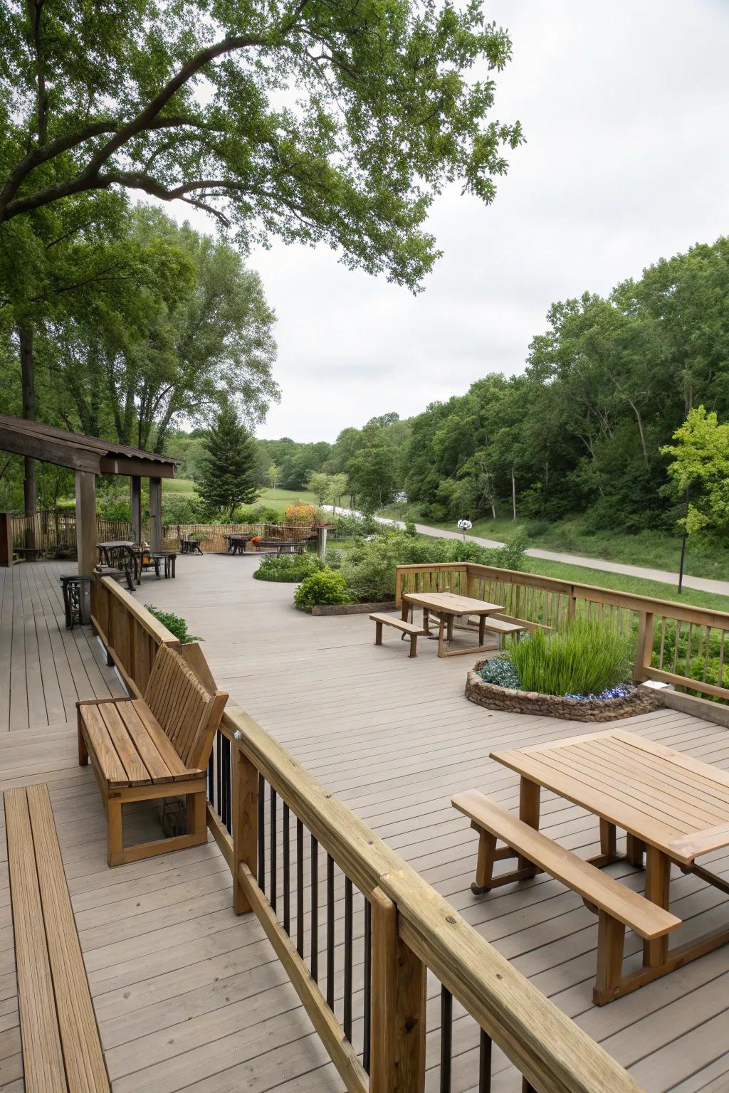 A spacious deck perfect for relaxation and gatherings.