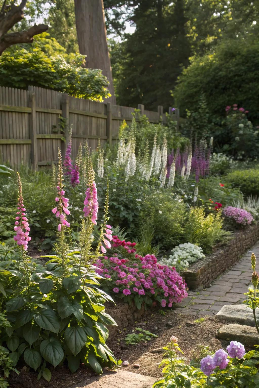 A layered planting with a mix of heights for added dimension.