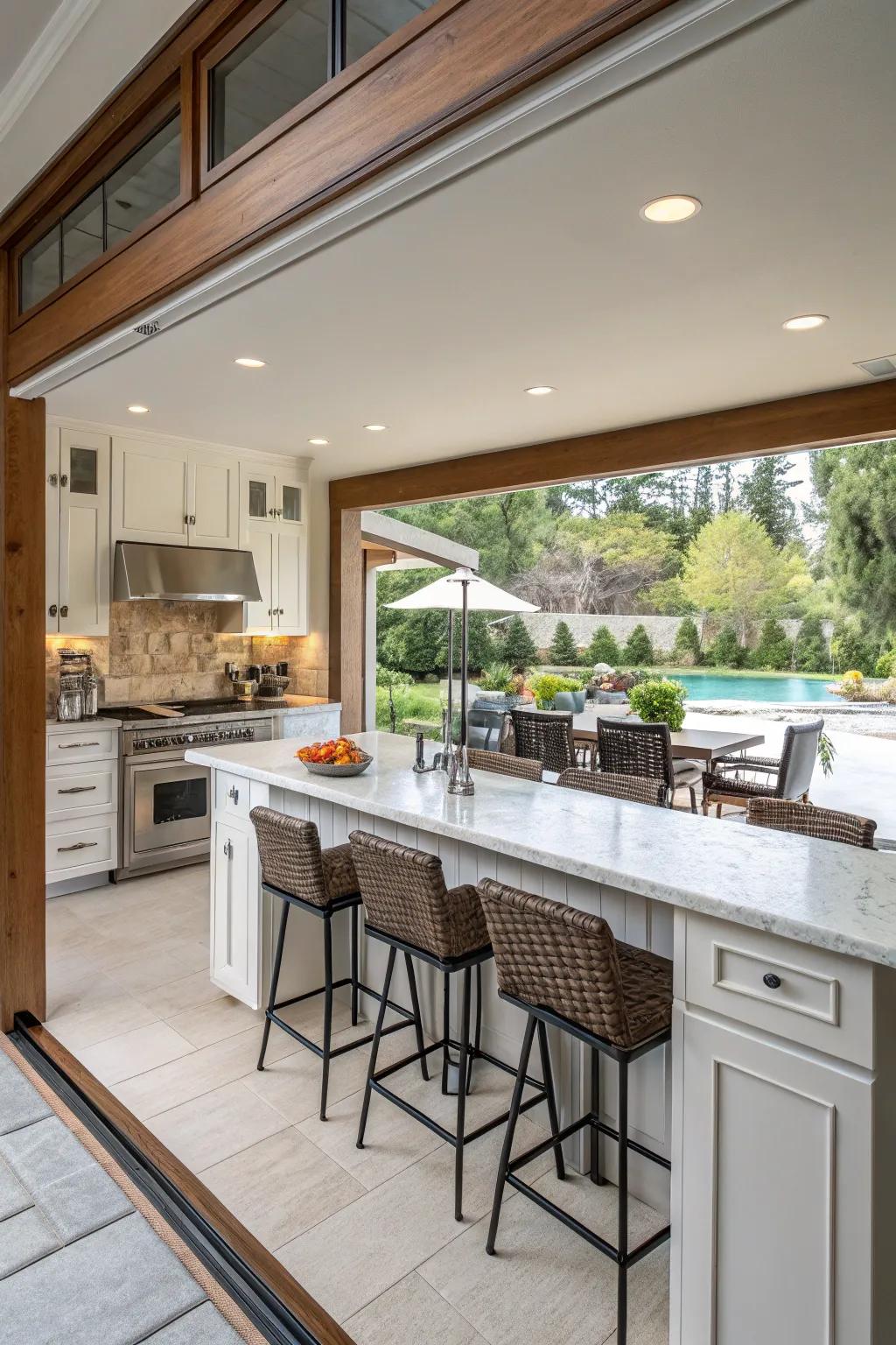 Extend your kitchen into the great outdoors with a seamless countertop.