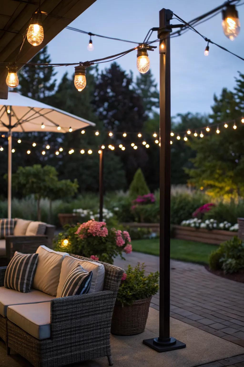 String lights add a touch of elegance to any patio.