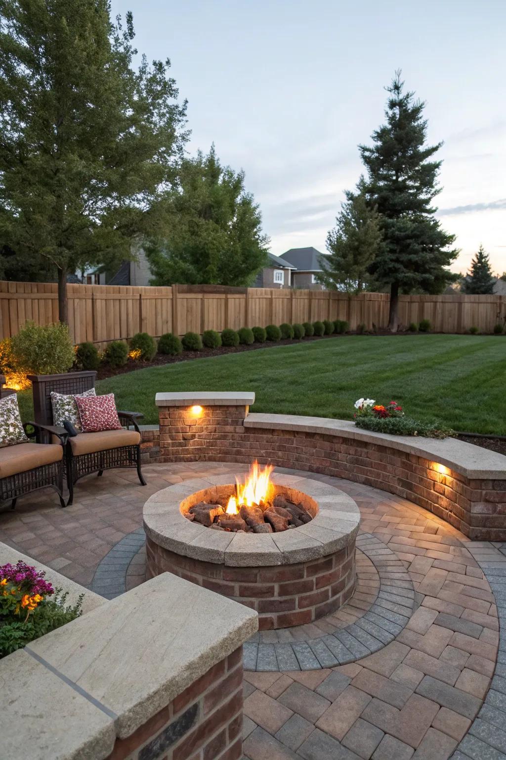 A fire pit creates a warm, inviting centerpiece for any patio.