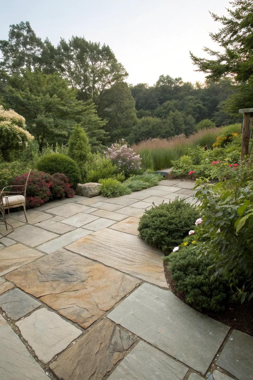 Natural stone patios offer a rustic and timeless appeal.